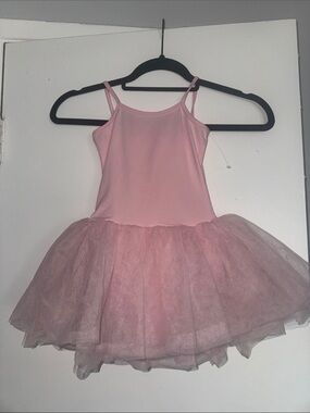 Girls Pink Tulle Ballet Costume with Spaghetti Straps